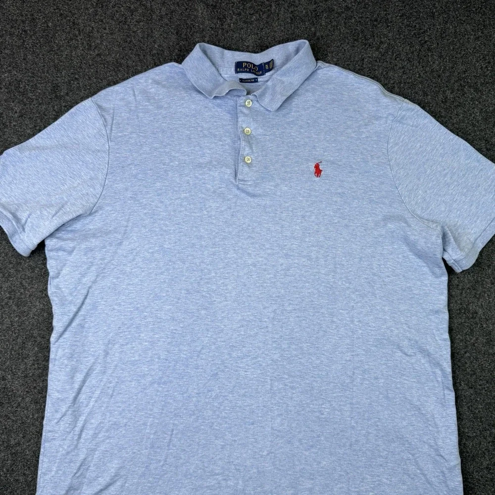 Polo Ralph Lauren Classic Fit Polo Shirt Men's XL Light Blue w/ Red Pony